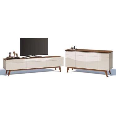 Imagem de Rack Bancada 2.2 E Buffet 1.6 Classic Off White Freijó Touch - Imcal -