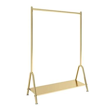Imagem de 5sssallefaa Cabideiro, suporte de exibição de roupas de metal livre com prateleira de armazenamento, quarto/corredor/varanda, trilho de roupas simples, dourado (tamanho: 120 × 40 × 135 cm)