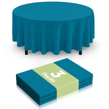 Imagem de Smiry Toalha de mesa descartável, pacote com 3, toalha de mesa redonda impermeável de 213 cm, capas de mesa redondas decorativas para festa, aniversário, piquenique, água