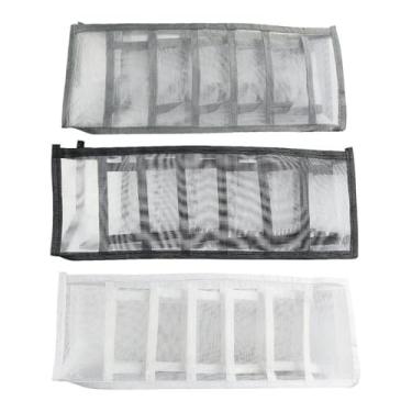 Imagem de Organizador de Gavetas com 7 Compartimentos, Polipropileno e Aço Carbono, 32cm x 12cm x 10cm, Sortido em Branco, Preto e Cinza