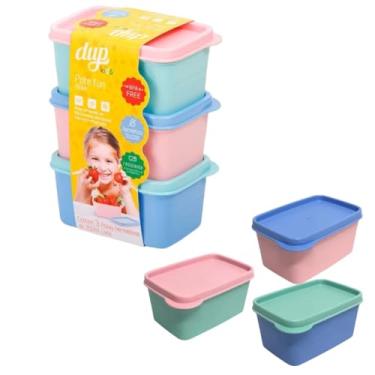 Imagem de KIT 3 Potes Herméticos Kids DUP 250ml Micro-Ondas Lava-Louças Freezer Bpa Free - Azul, Rosa e Verde