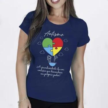 Imagem de Camiseta Camisa Algodão Feminina Masculina Adulto Campanha Abril Azul 