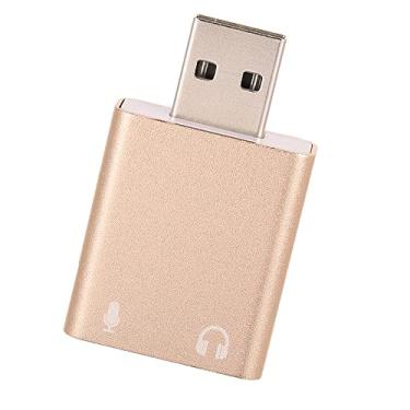 Imagem de Adaptador de Som Estéreo Externo USB Ligação Alumínio Placa Virtual 7 1 Conversor Microfone com Conector 3 5mm para OSX Win 8 Android