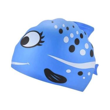 Imagem de Touca De Natação Infantil De Silicone Impermeável Com Design De Peixe 