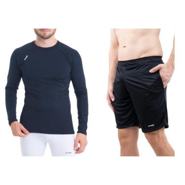 Imagem de Conjunto Camiseta Longa Light Masculina e Calção Masculino Bermuda Esportiva com Bolso Fitness-Masculino