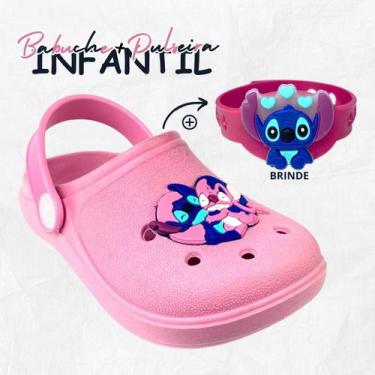 Imagem de Kit Sandália Infantil Menina Babuche Stitch Escolar Confortável e Puls