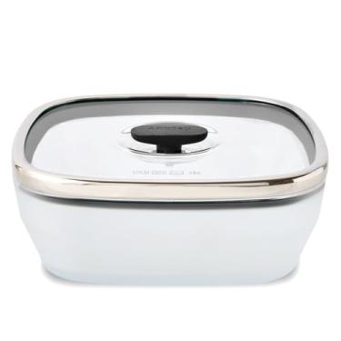 Imagem de Anyday Armazenamento de alimentos de vidro quadrado para 10 xícaras com tampa de vidro | Preparação de refeições sem plástico e panelas de micro-ondas | Recipiente de armazenamento hermético