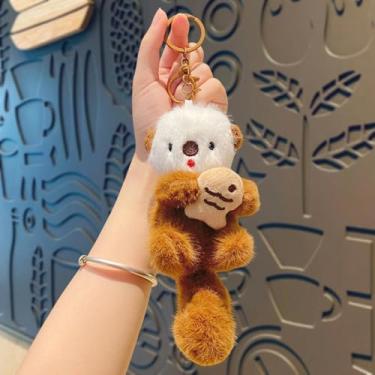 Imagem de 1 pingente de chaveiro de lontra, pingente de bolsa, chaveiro fofo, adequado para bolsas, mochilas, etc., tema de lontra, um item essencial para amantes de animais. (marrom)
