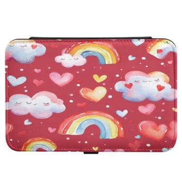 Imagem de Burbuja Caixa de joias de viagem arco-íris de dia dos namorados, presente para mulheres e meninas, estojo de joias portátil de couro PU organizador para brincos, anéis, colares e pulseiras