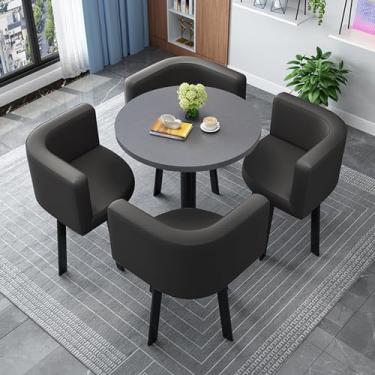 Imagem de Conjunto de mesa de negociação e cadeira, mesa de clube de sala de recepção de escritório, conjunto de mesa de jantar redonda simples, mesas de conferência, conjunto de mesa de centro e cadeira (cor