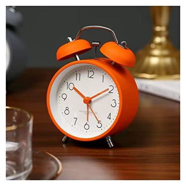 Imagem de Despertador alto de 7,6 cm, super silencioso, sem tique-taque, com luz de fundo, sem soneca, funciona com bateria, para quarto, alto para pessoas com sono pesado para decoração (laranja)