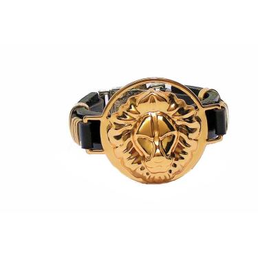 Imagem de Pulseira Couro Leão De Juda Grande Verniz Gospel Regulável