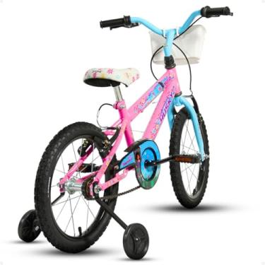 Imagem de Bicicleta Infantil para Meninas Aro 16 Feminina Princesas Rosa com Rodinhas e Cestinha