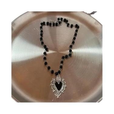 Imagem de Colar Feminino Com Pingente Em Formato De Coração, Contas De Resina Ep