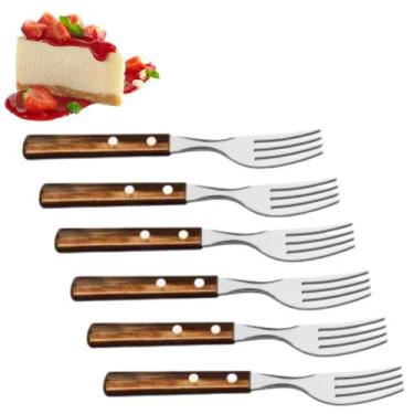Imagem de Garfo de sobremesa inox com cabo de madeira tratada tramontina poliwwo