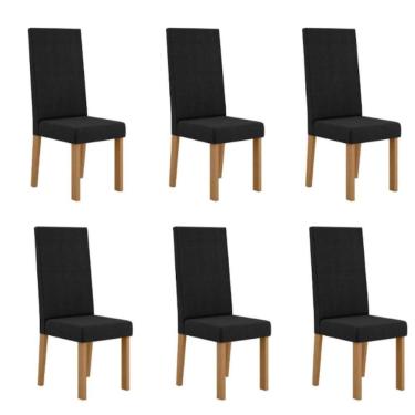 Imagem de Kit 6 Cadeiras Nice Com Espaldar – Tecido Veludo Suede Pés em MDF com Sapatilhas Plásti...