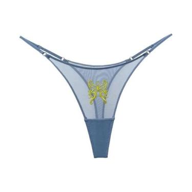 Imagem de Tanga Feminina Sexy Transparente De Renda E Tule Com Cintura Baixa, Es