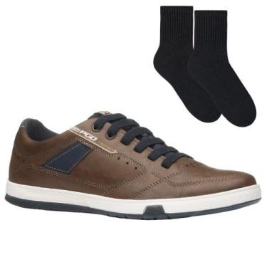 Imagem de Kit Sapatênis Pegada Element Masculino + Par de Meia, Marrom, 42