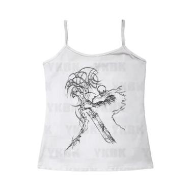 Imagem de Camiseta Feminina Gótica Retrô Anos 90 Emo Com Estampa Anime Y2K Vinta