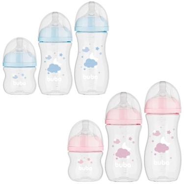Imagem de Jogo de Mamadeiras Nuvem 3 Tamanhos Atóxico Bico Ultrasoft Easy Flow Buba