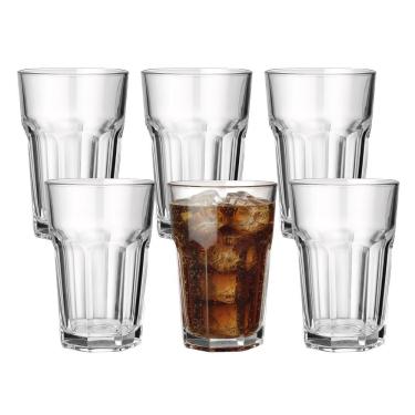 Imagem de Jogo 6 Copo De Vidro Facetado Transparente água Suco 400ml Class Home