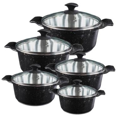 Imagem de Jogo Panelas Preto Liso Alumínio Usinado Javali AA 16 a 24