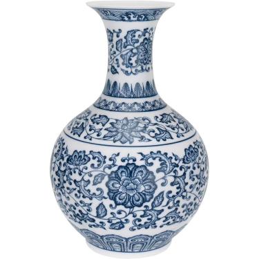 Imagem de VASO REDONDO DECORATIVO ENFEITE BONE CHINA HOME&CO 24x16x16cm AZUL