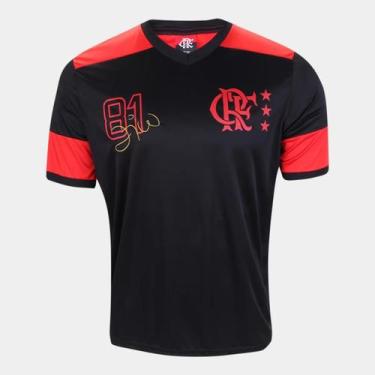 Imagem de Camisa Masculina Flamengo Retro Zico OFICIAL - BRAZILINE, Preto, GG