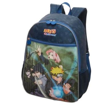 Imagem de Mochila Costas Infantil Menino Reforçada Escolar Naruto Shippuden Time 7 Azul-Masculino
