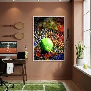 Imagem de Quadro Decorativo Arte Bola De Tênis-70x50cm Mold Preta