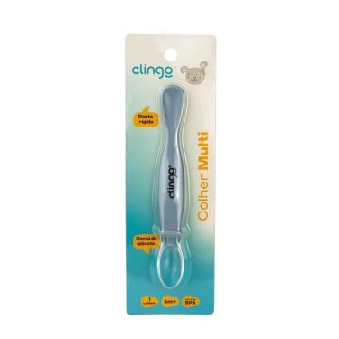Imagem de Colher Ponta Dupla Colors Marinho Silicone Resistente Para Bebês