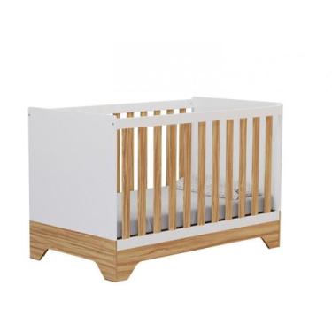 Imagem de Berço Moveis Peroba Popy Retro 3x1 MDF Americano, Branco e Amêndoa