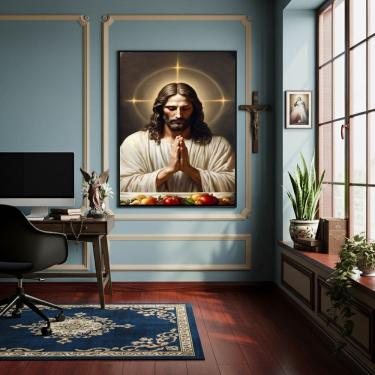 Imagem de Quadro Jesus Orando A Mesa  - 70x50cm