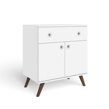 Imagem de Aparador Retrô com 1 Gaveta e 2 Portas MDP Branco 70x45x80cm RT 3021 Movelbento