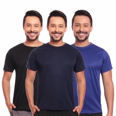 Imagem de Kit 3 Camisas Academia Esportiva Com Proteção Uv Masculina-Masculino