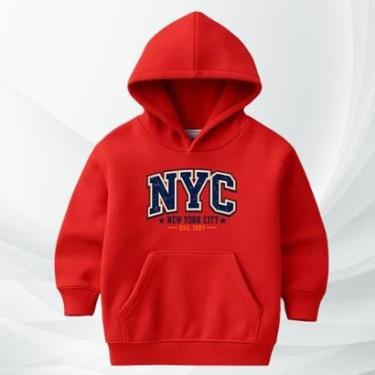 Imagem de Blusa Moletom Infantil NYC New York City Moleton Com Capuz Flanelado Confortável College Inverno-Unissex