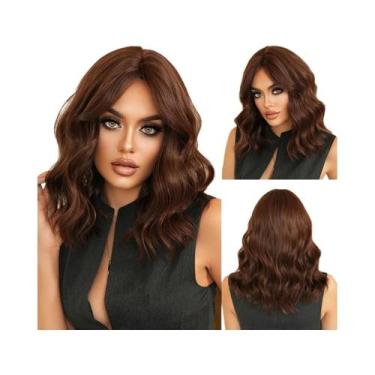 Imagem de Peruca Sintética Marrom Cacheada E Volumosa Para Mulheres, Longa E Ond