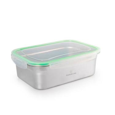 Imagem de KIT RECEPIENTE AÇO INOX 2,6L COM TAMPA HERMÉTICA PLÁSTICA 25x17,5CM PA