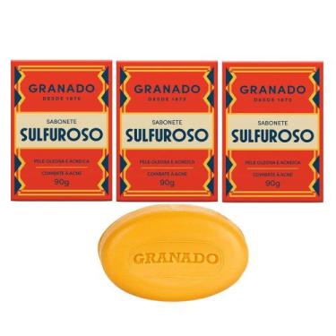 Imagem de Kit 3 Sabonete Sulfuroso Granado Pele Oleosa Combate Acne Enxofre Base