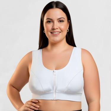 Imagem de Top Plus Size Fitness Esportivo Zíper Sustentação do P ao G3 Tamanho:G