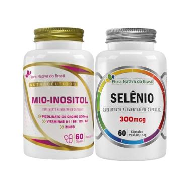 Imagem de Kit Mio Inositol Vitamina D K B1 B2 + Selênio 300ug 60 Cápsulas Flora Nativa-Unissex