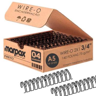 Imagem de Wire-o para Encadernação 2X1 A5 Preto 3/4 para 140fls 04un - Marpax