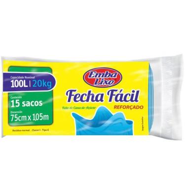 Imagem de Saco de Lixo Azul 100L Reforçado Embalixo - Fecha Fácil 15 Unidades, 1