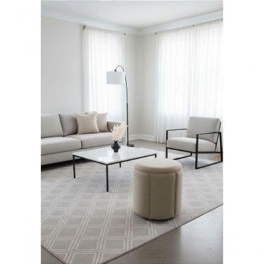 Imagem de Puff Redondo Baú Não é Segredo Debrum Linho Bege 40x45 Ns0608