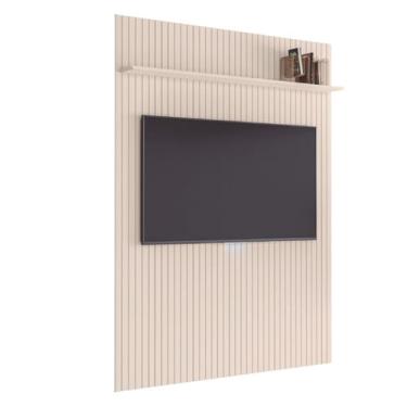 Imagem de Painel para TV até 55 Polegadas Ripado com Prateleira Arbo 1,39x2,40m Off White edn