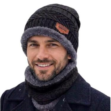 Imagem de Kit Touca Boina Gorro Cachecol Beanie Forrada Inverno Femin. - Modas F