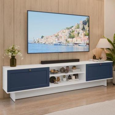 Imagem de Rack para TV até 80 Polegadas 218 cm 2 Portas B Vik Madesa, Branco/Azu