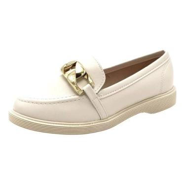 Imagem de Loafer Feminino Sapato Social Casual Conforto Moleca, Branco off, 35