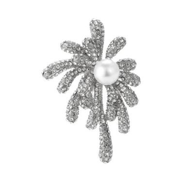 Imagem de Broches De Luxo Femininos Com Strass Em Formato De Flor, Alfinetes De 
