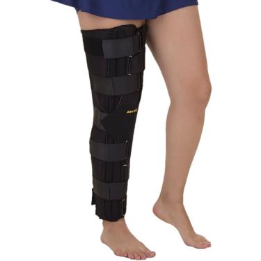 Imagem de Imobilizador de Joelho Artipe IT048-B-P-LG Bilateral para Traumas Tecido Acolchoado Largo 60cm Preto